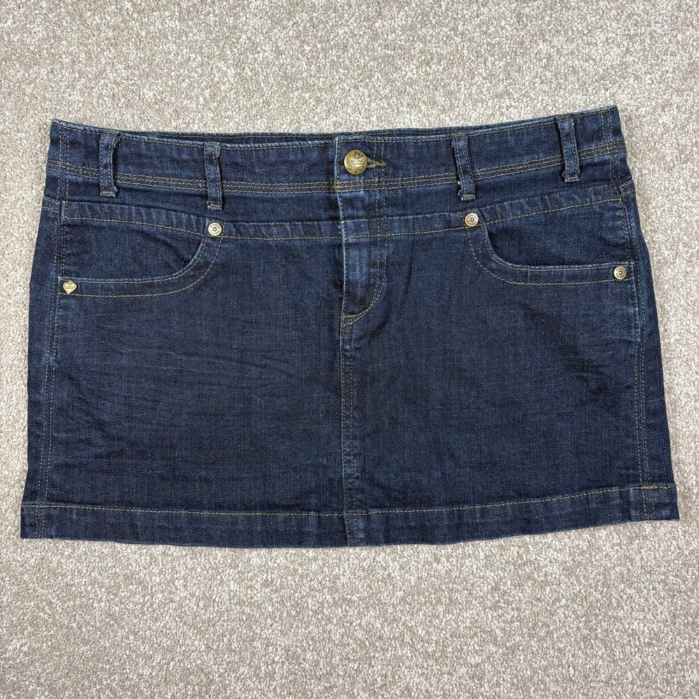 Princess Vera Wang Dark Wash Denim Mini Skirt Cinch Back Blue Size 13